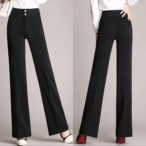 NEW Black High Waist Wide Leg Flared Dress Pants